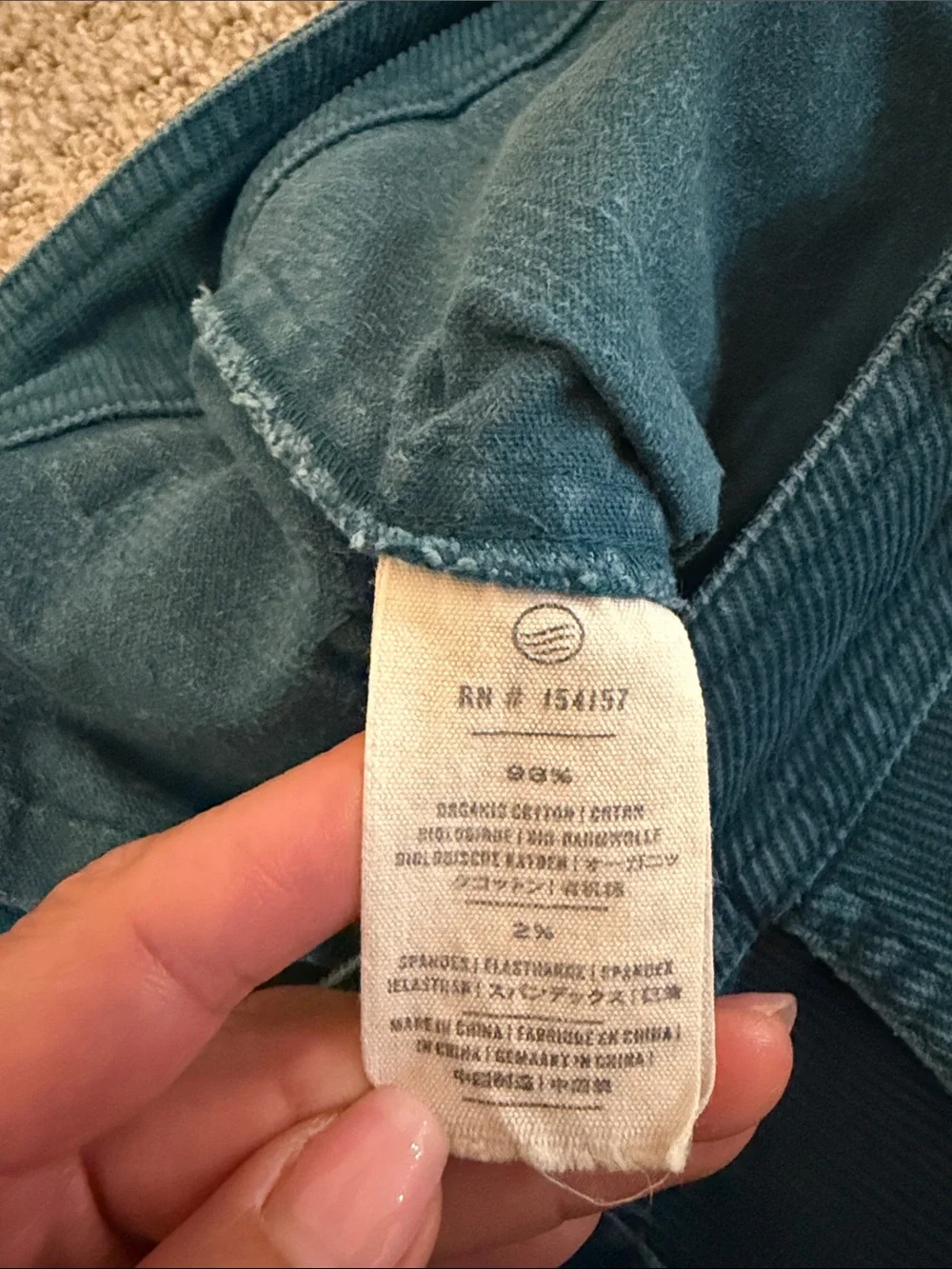 United By Blue High Waist Wide-Leg Corduroy Pants - Teal Blue - Size 2